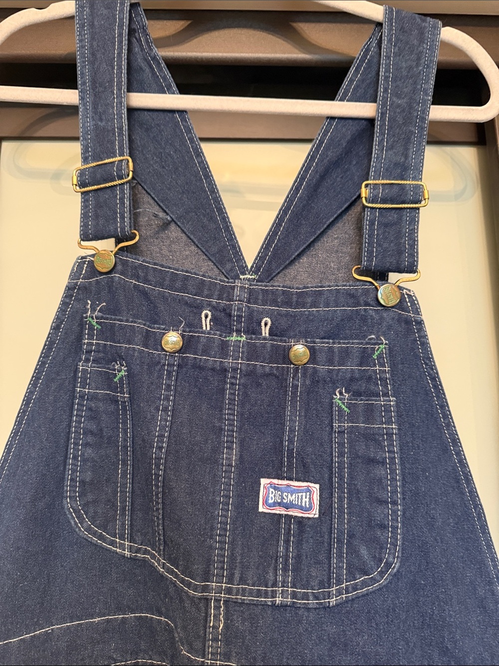 Honeybea Dark Blue Denim Overalls with Patchwork Floral Panels - Picture 2 of 4
